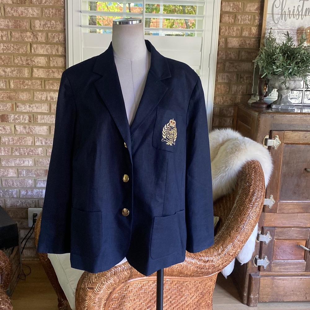 LAUREN Ralph Lauren GOLD BUTTON CRESTED BLAZER 18 W EXCELLENT